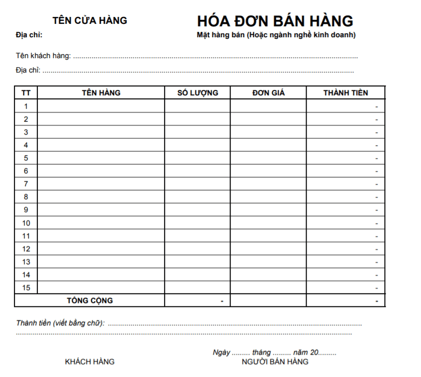 In hóa đơn bán lẻ giá rẻ tại Thuận An Dĩ An-X