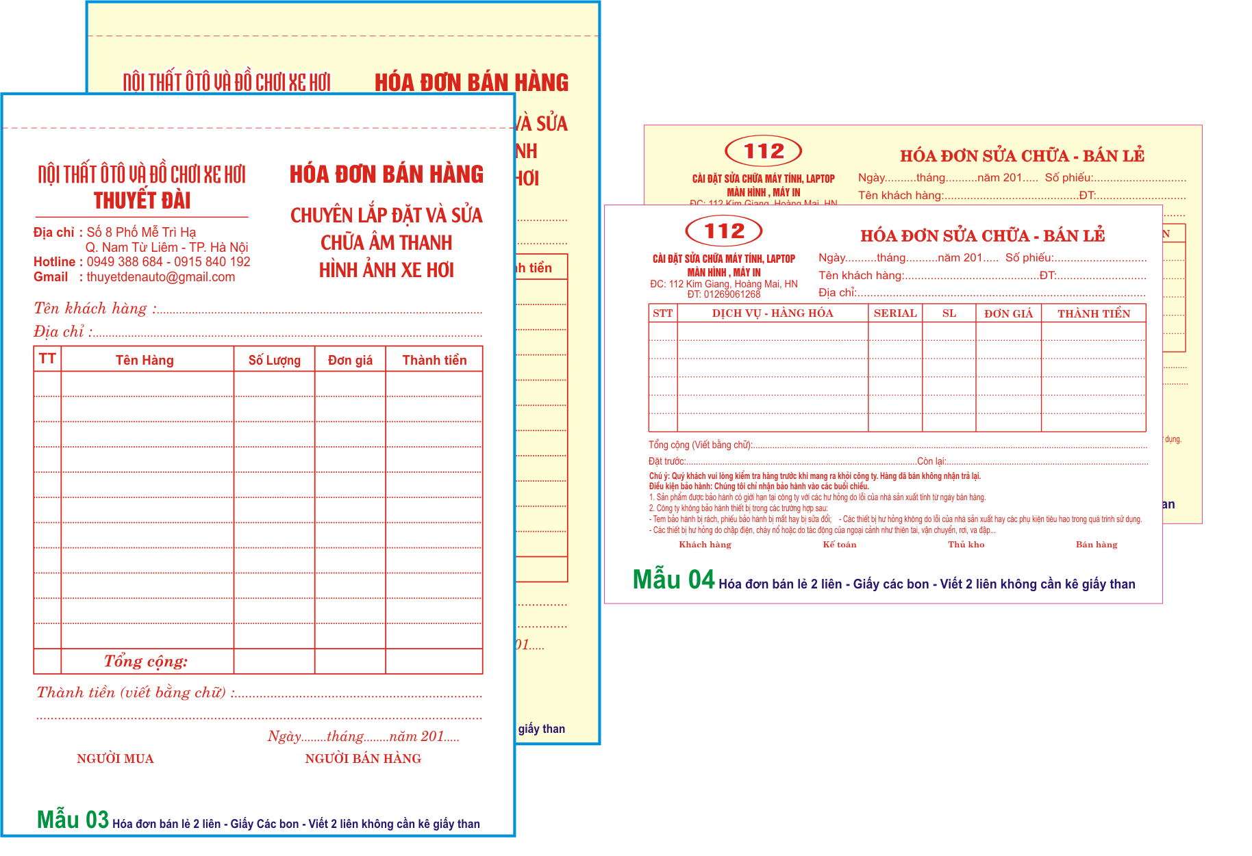 In hóa đơn bán lẻ giá rẻ tại Thuận An Dĩ An-X